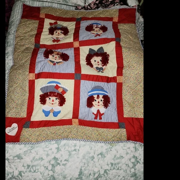 Vintage Raggedy Ann & Andy Large Dolls & comforter - Picture 7 of 12